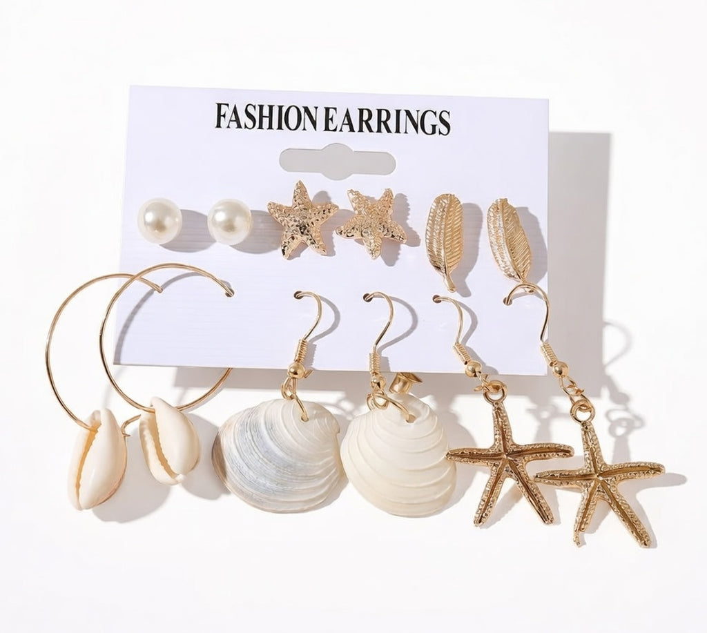 Océan Chic-Pack 6 Paires de Boucles d’Oreilles