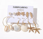 Océan Chic-Pack 6 Paires de Boucles d’Oreilles