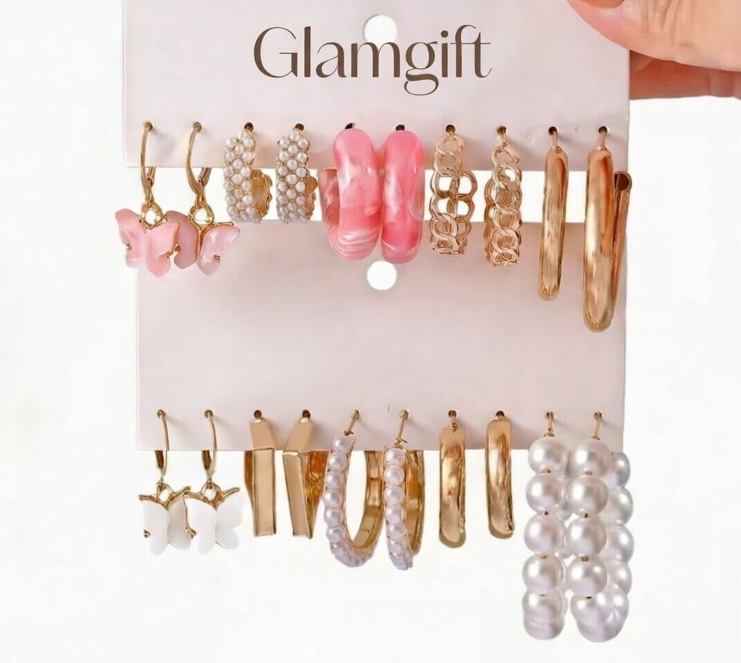 Golden Butterfly - pack de 12 boucles d'oreilles