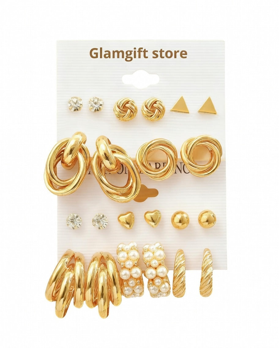 Aura Dorée - pack de 11 Boucles d'Oreilles