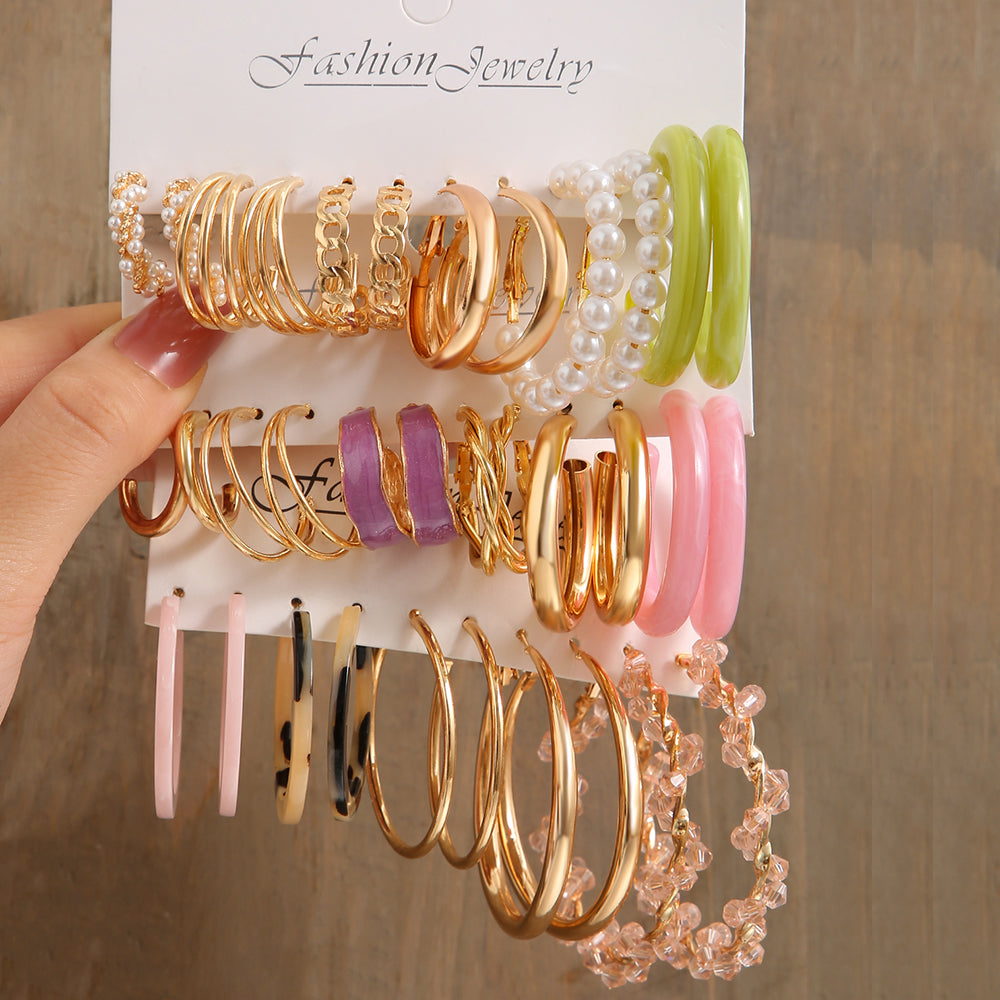 Glow & Shine - Pack de 18 Paires Boucles d’Oreilles