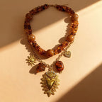 Lunaria Steel -Collier Élégance Ambrée en Acier Inoxydable