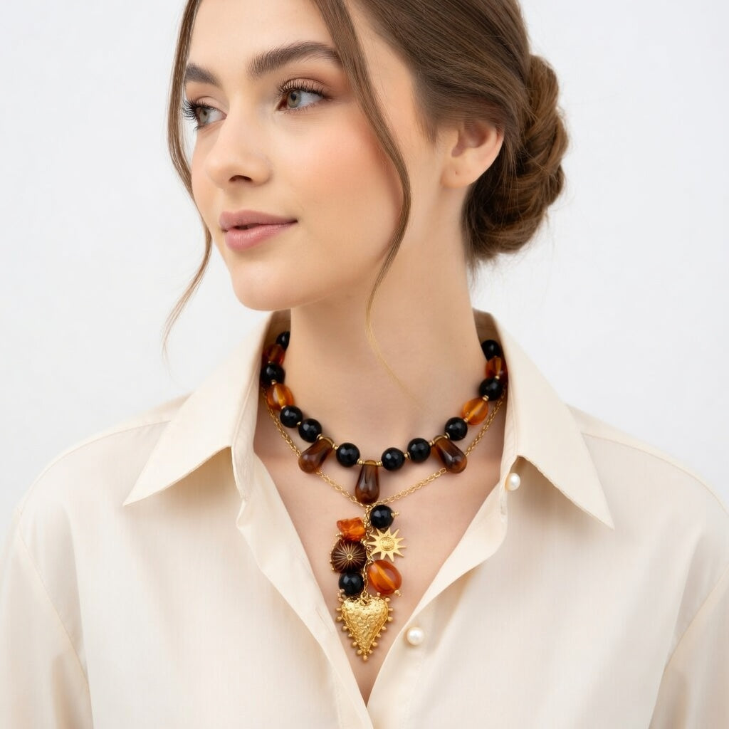 Noctia Dorée – Collier en Acier Inoxydable