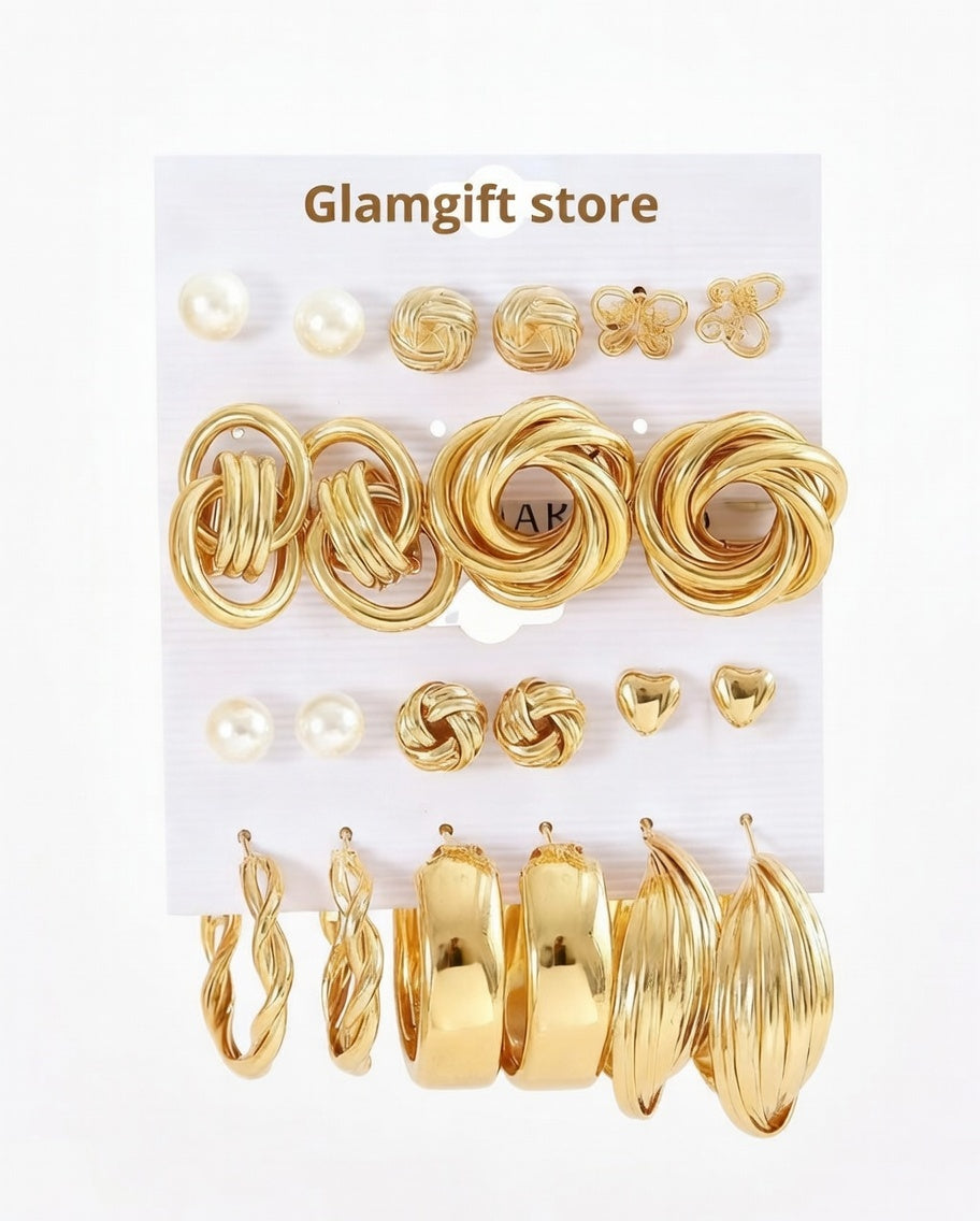 Éclat Doré - Ensemble de 11 Paires Dorées Tendance