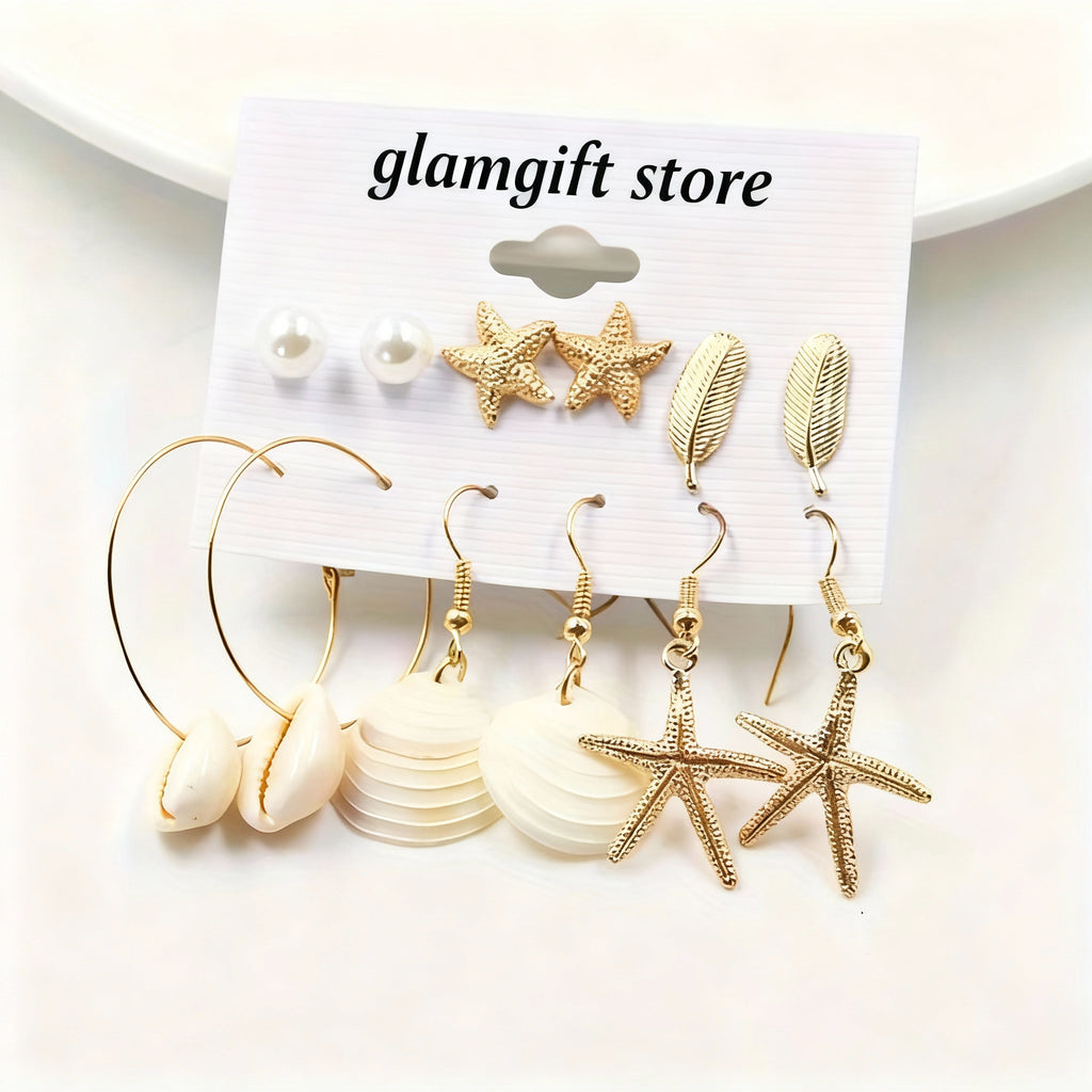 Océan Chic-Pack 6 Paires de Boucles d’Oreilles