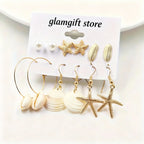 Océan Chic-Pack 6 Paires de Boucles d’Oreilles