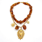Lunaria Steel -Collier Élégance Ambrée en Acier Inoxydable