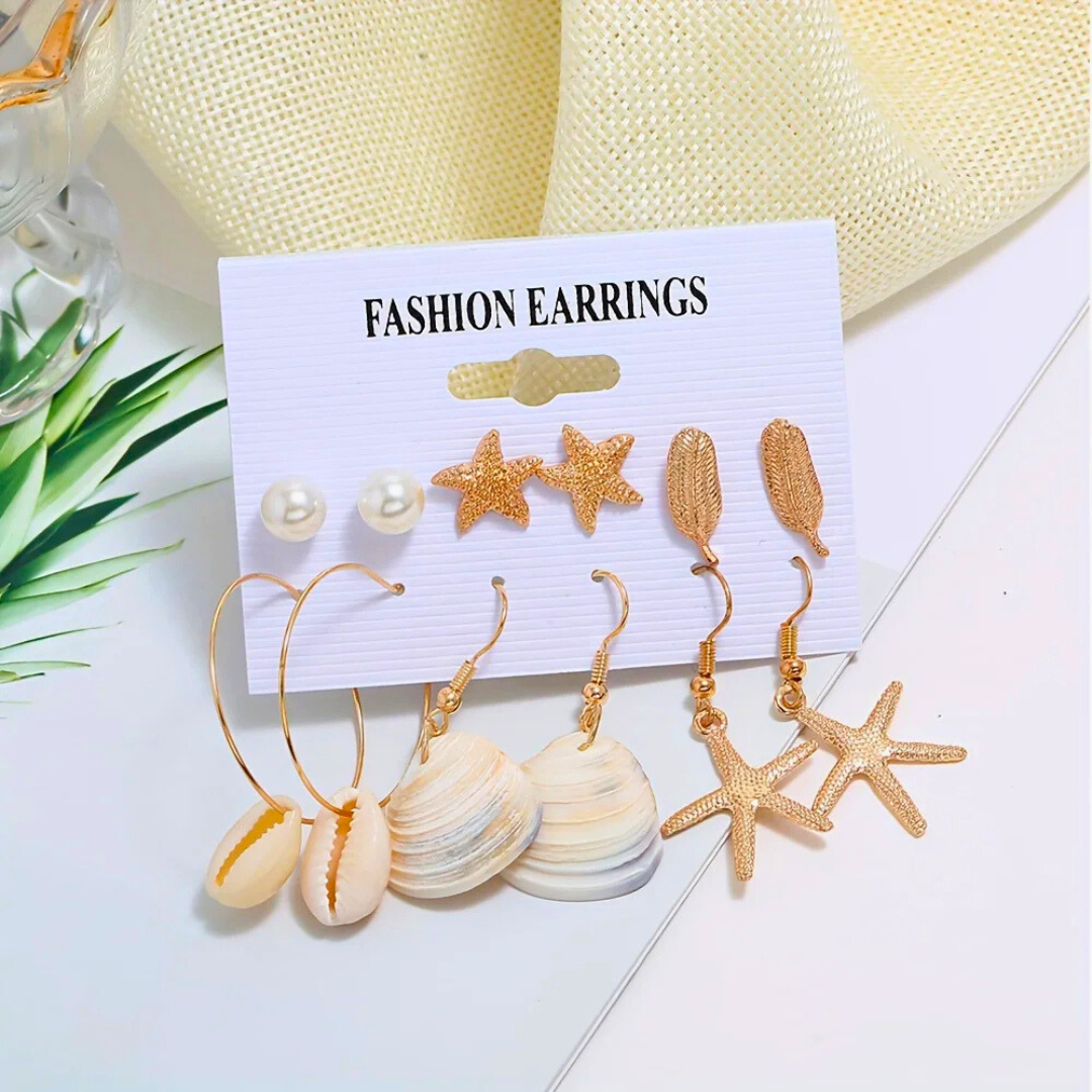 Océan Chic-Pack 6 Paires de Boucles d’Oreilles