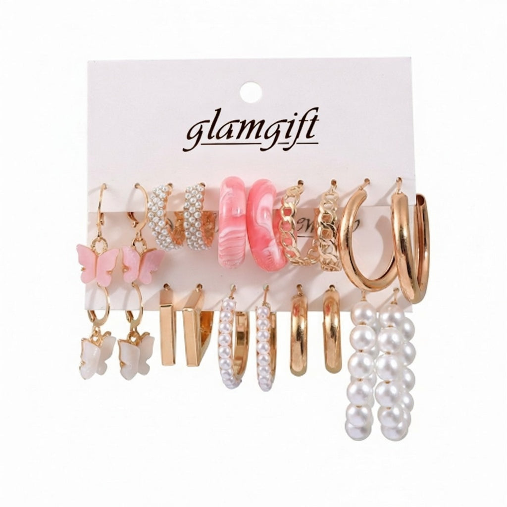 Golden Butterfly - pack de 12 boucles d'oreilles